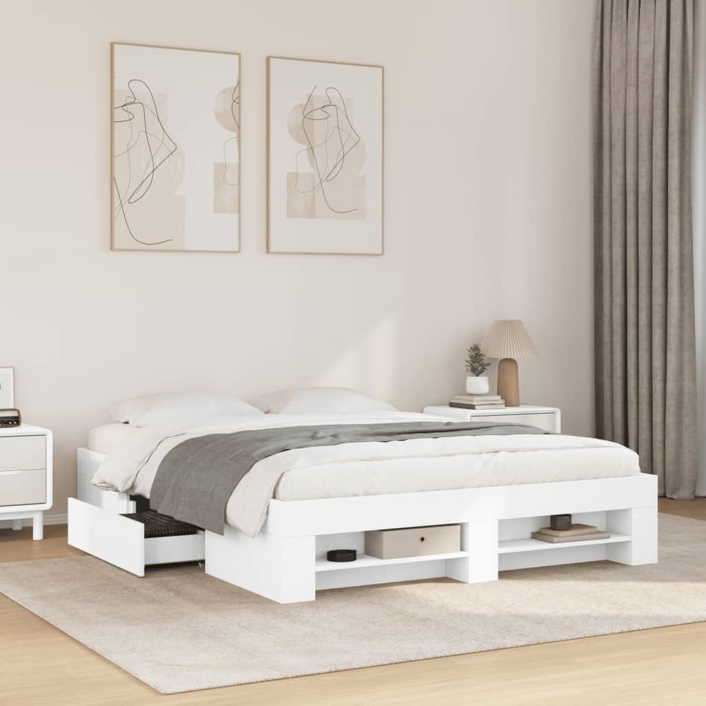 Bedframe zonder matras 160x200 cm spaanplaat wit – afbeelding 1