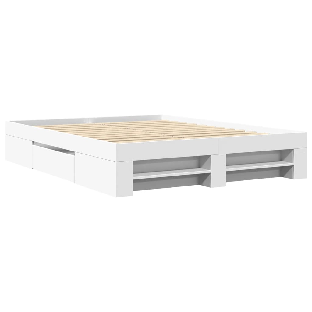 Bedframe zonder matras 160x200 cm spaanplaat wit – afbeelding 3