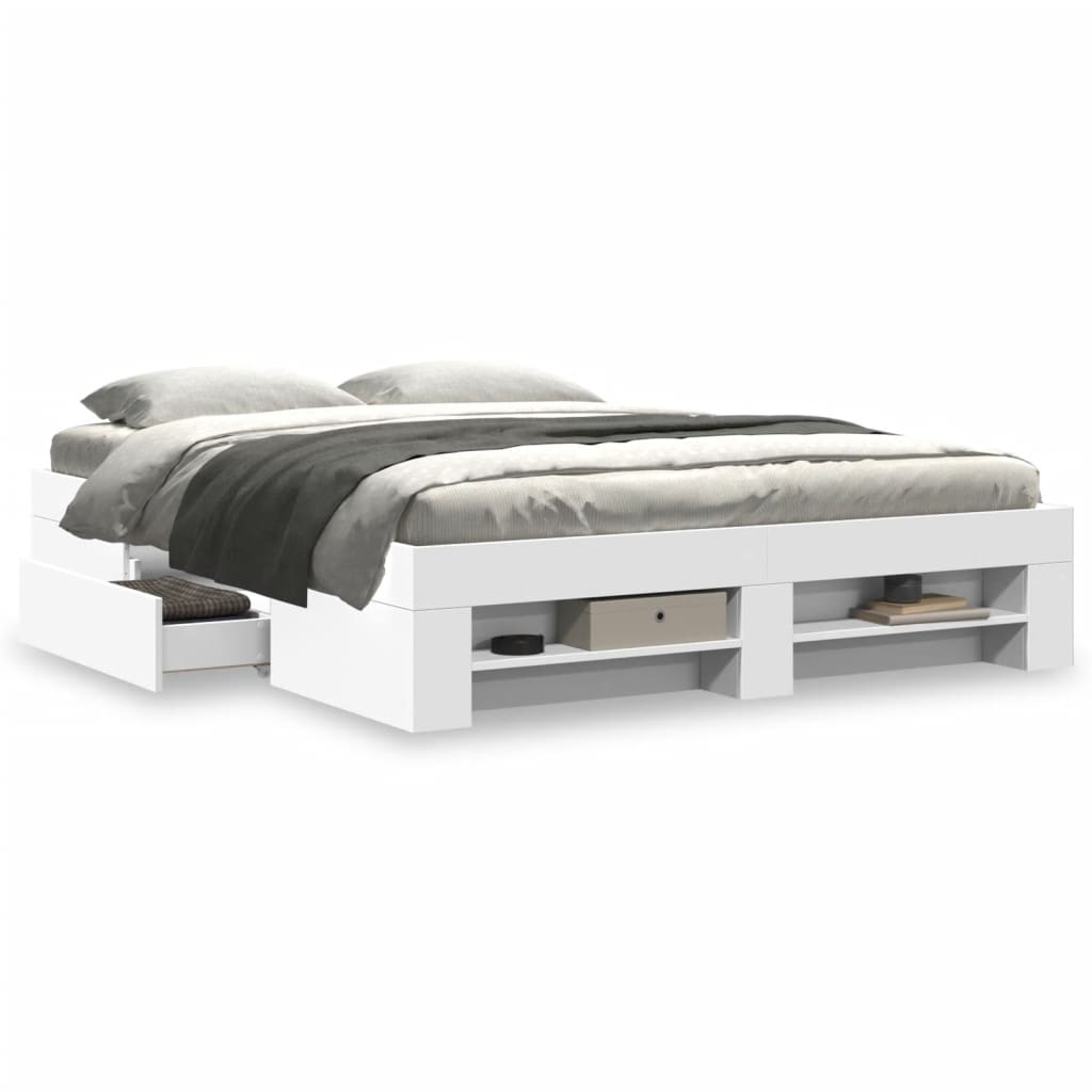 Bedframe zonder matras 160x200 cm spaanplaat wit – afbeelding 4