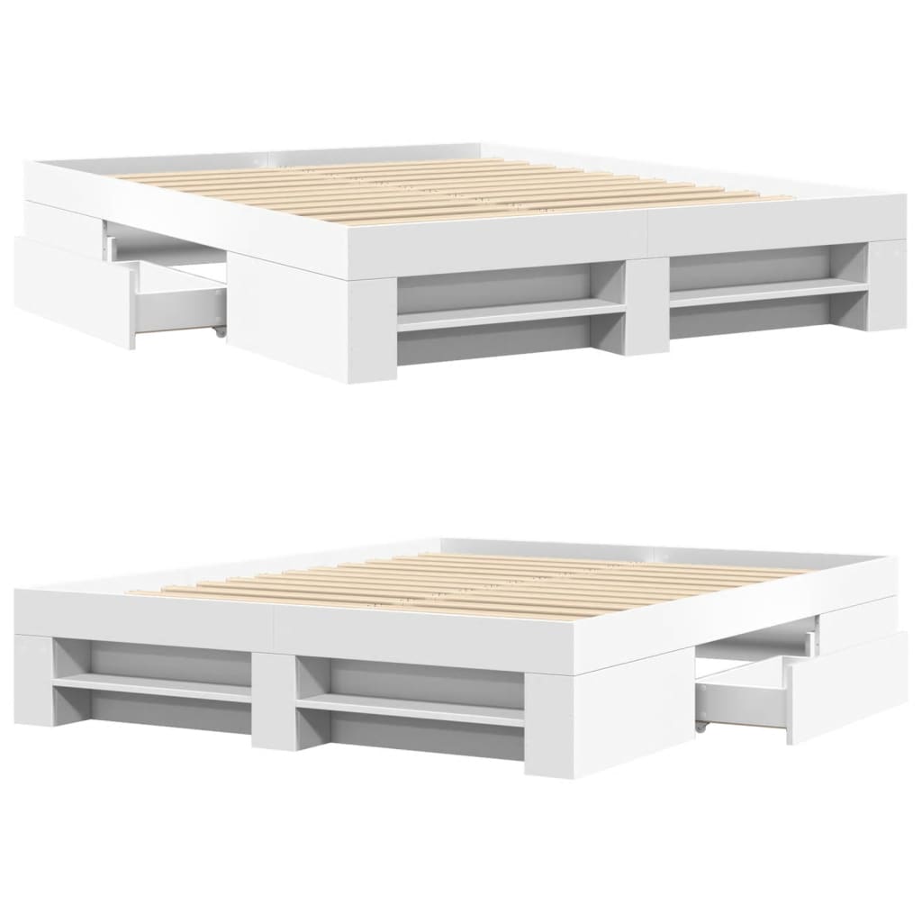 Bedframe zonder matras 160x200 cm spaanplaat wit – afbeelding 8