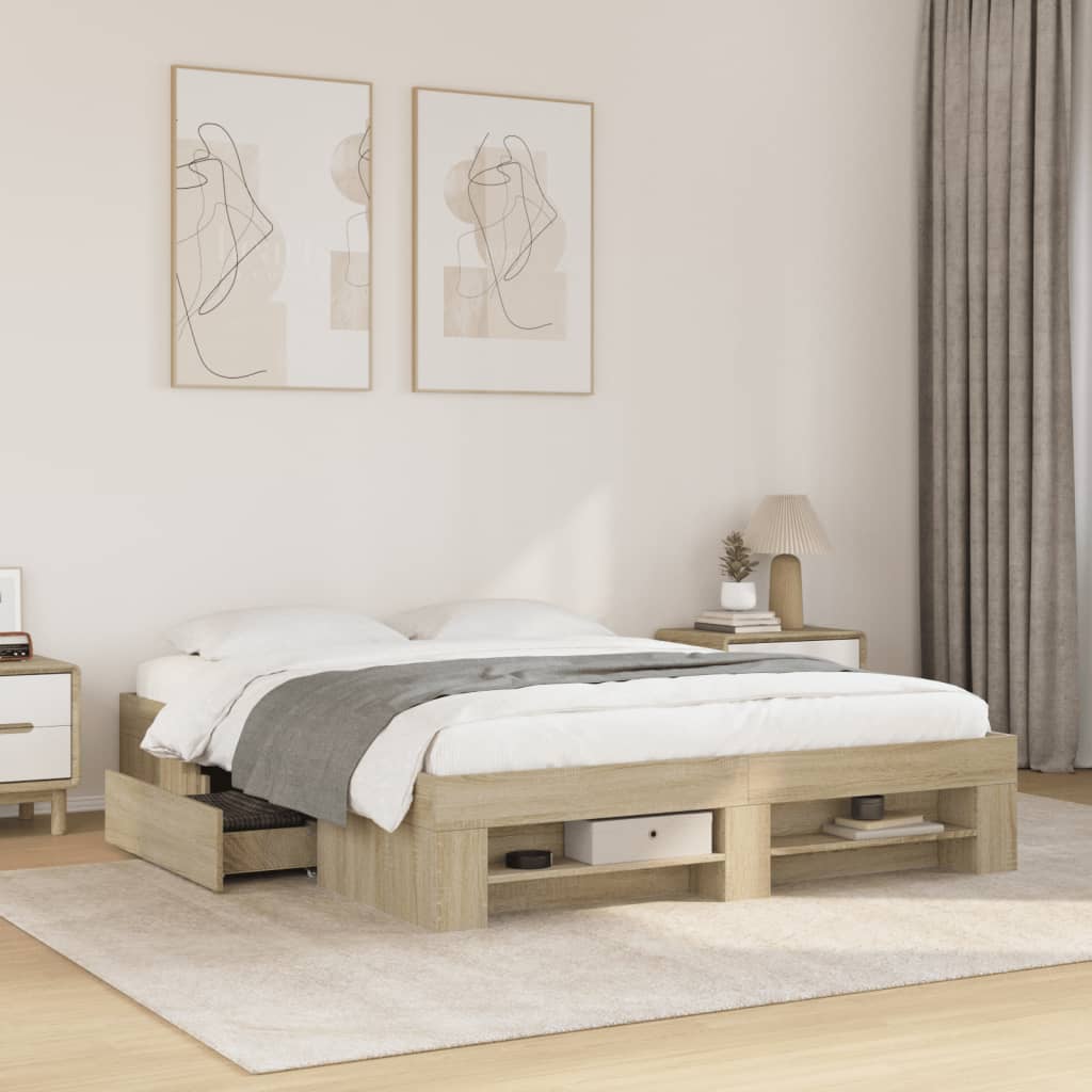 Bedframe zonder matras hout sonoma eikenkleurig 160x200 cm – afbeelding 1