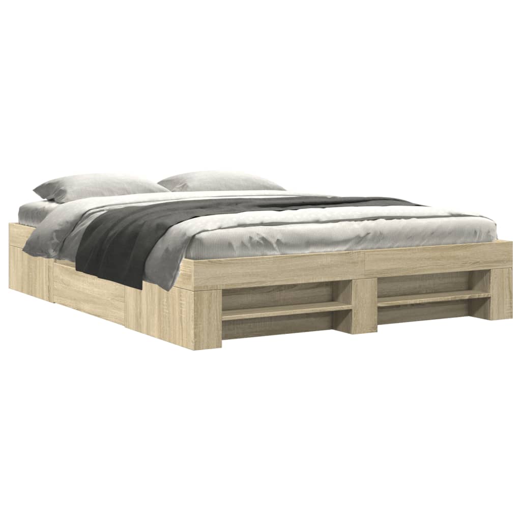Bedframe zonder matras hout sonoma eikenkleurig 160x200 cm – afbeelding 2