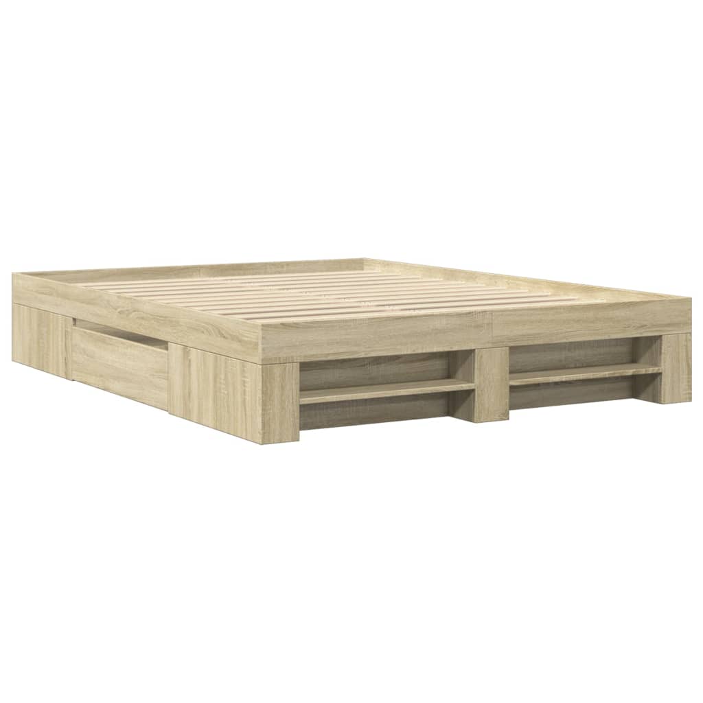 Bedframe zonder matras hout sonoma eikenkleurig 160x200 cm – afbeelding 3