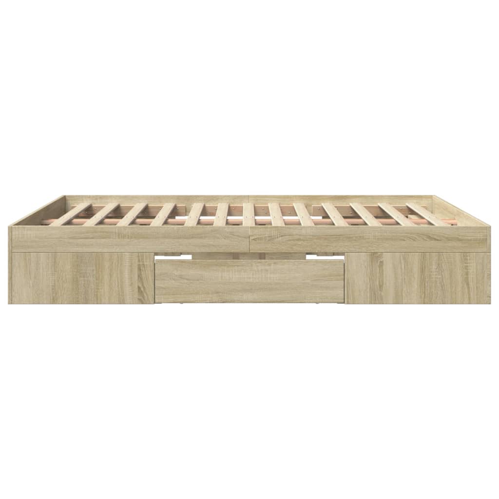 Bedframe zonder matras hout sonoma eikenkleurig 160x200 cm – afbeelding 6