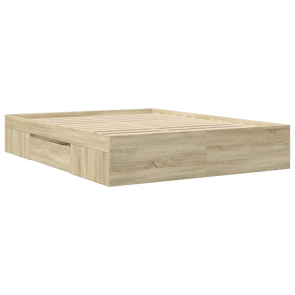 Bedframe zonder matras hout sonoma eikenkleurig 160x200 cm – afbeelding 7
