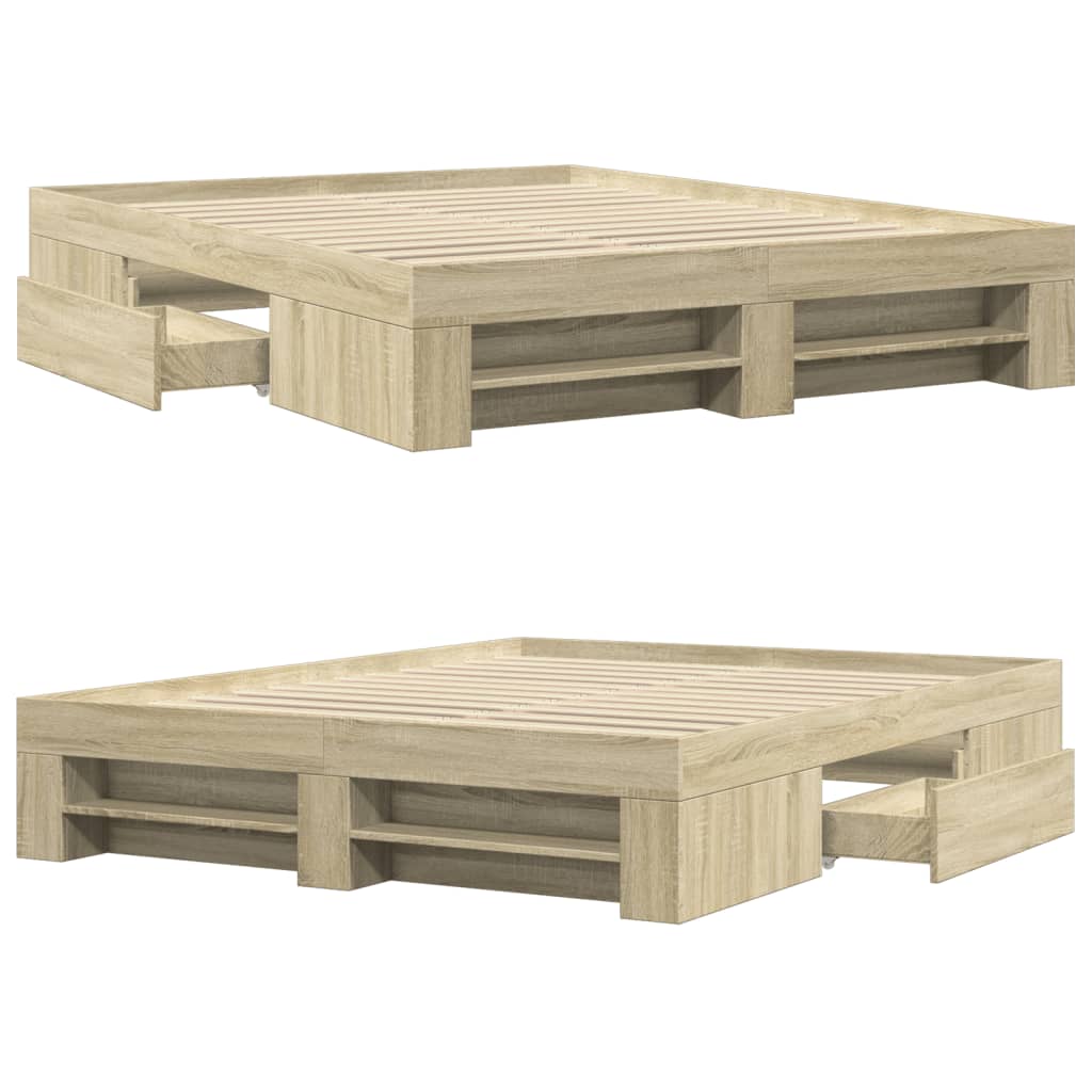 Bedframe zonder matras hout sonoma eikenkleurig 160x200 cm – afbeelding 8
