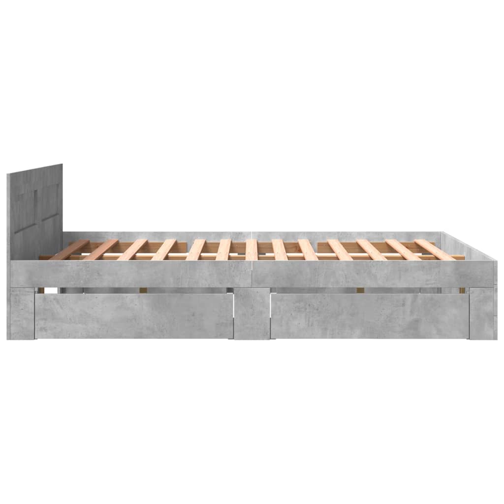 Bedframe met hoofdeinde bewerkt hout betongrijs 150x200 cm – afbeelding 6
