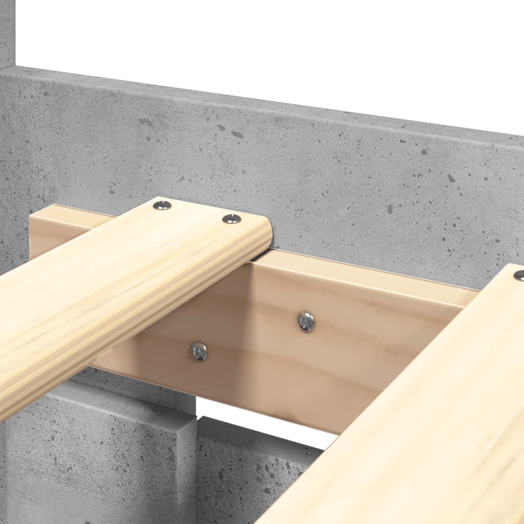 Bedframe met hoofdeinde bewerkt hout betongrijs 150x200 cm – afbeelding 9