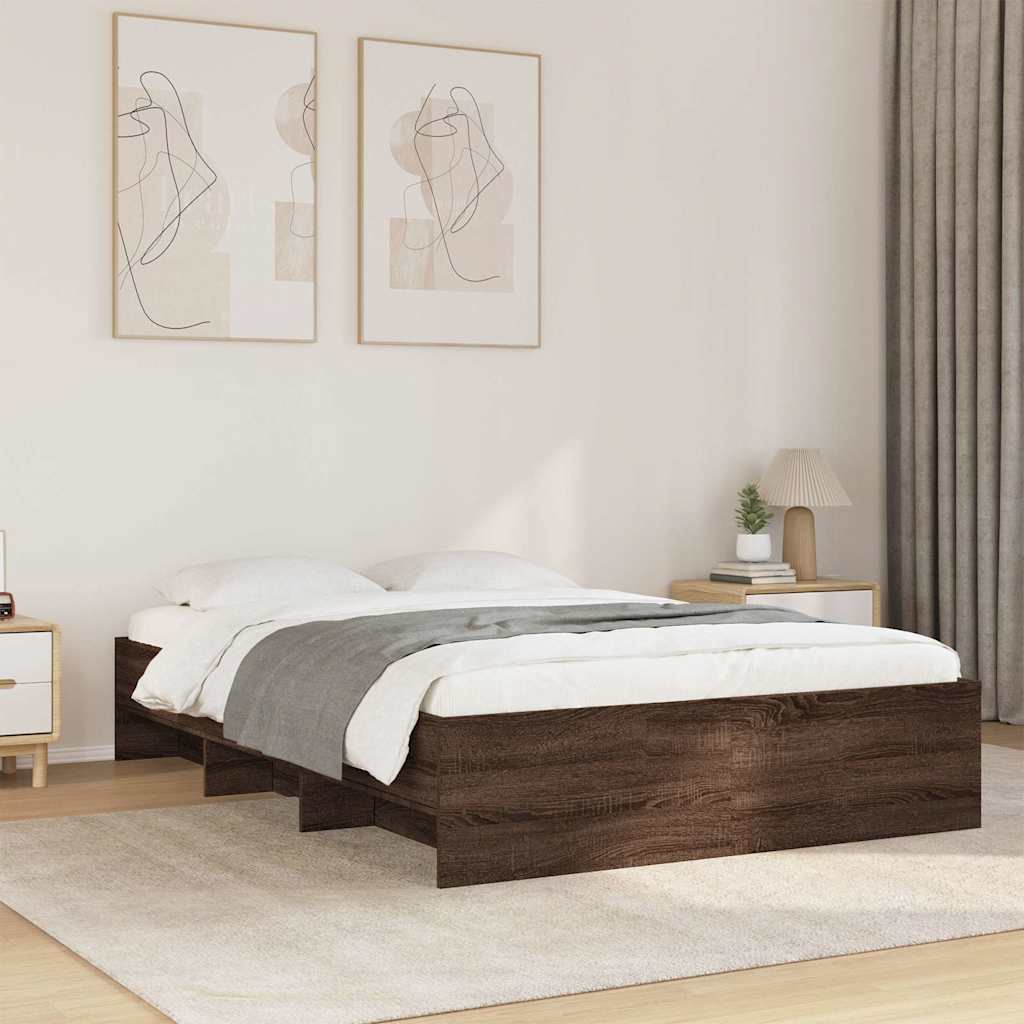 Bedframe zonder matras bewerkt hout bruin eikenkleur 120x200 cm – afbeelding 1