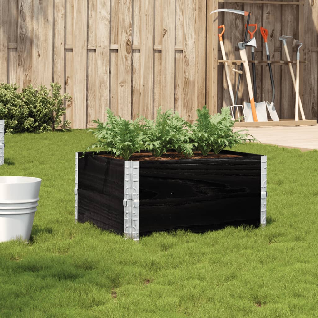 Plantenbak 80x60 cm massief grenenhout zwart – afbeelding 1