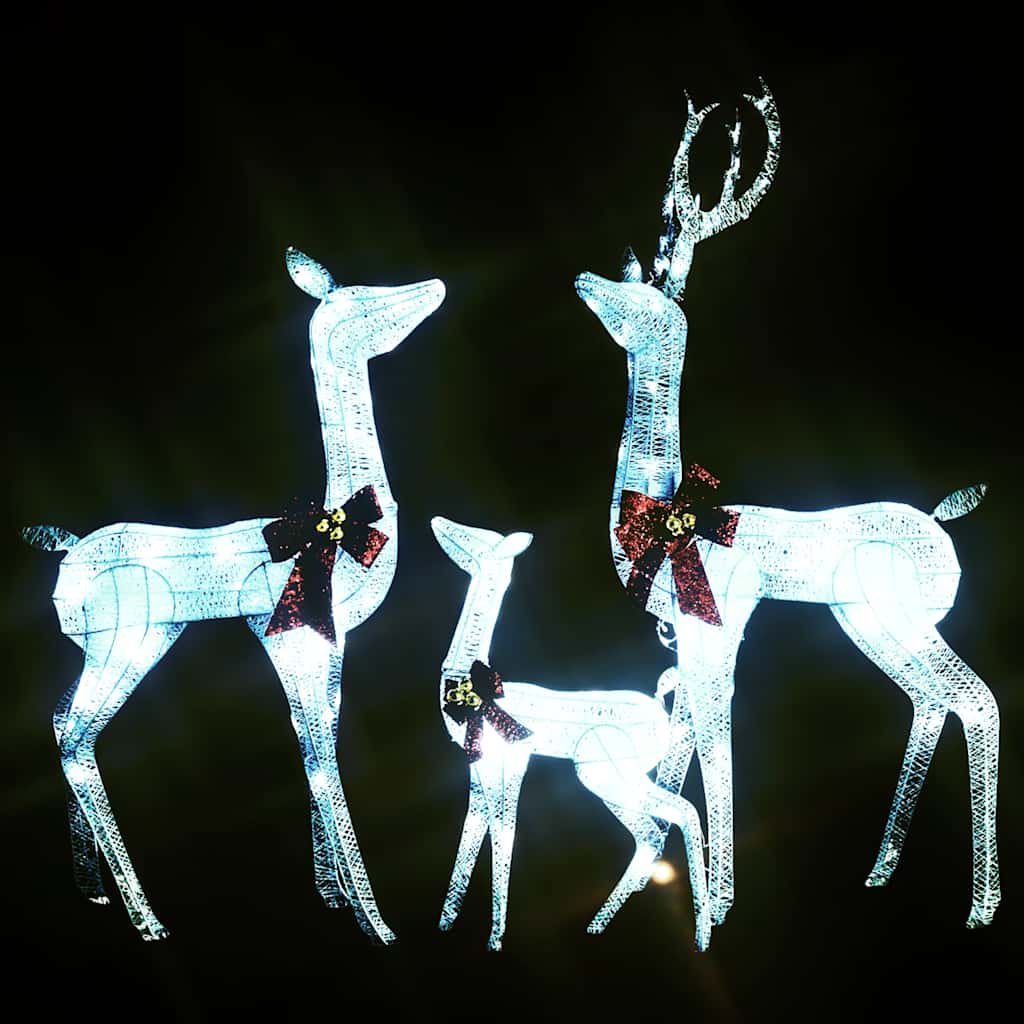 Kerstversiering rendierfamilie 201 LED's wit en zilverkleurig – afbeelding 4