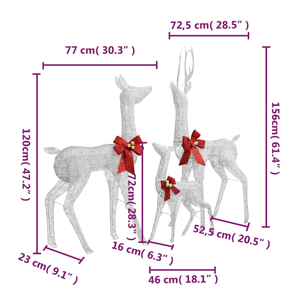 Kerstversiering rendierfamilie 201 LED's wit en zilverkleurig – afbeelding 7