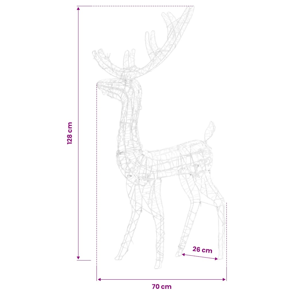 Kerstversiering rendier 140 LED's 120 cm acryl warmwit – afbeelding 8