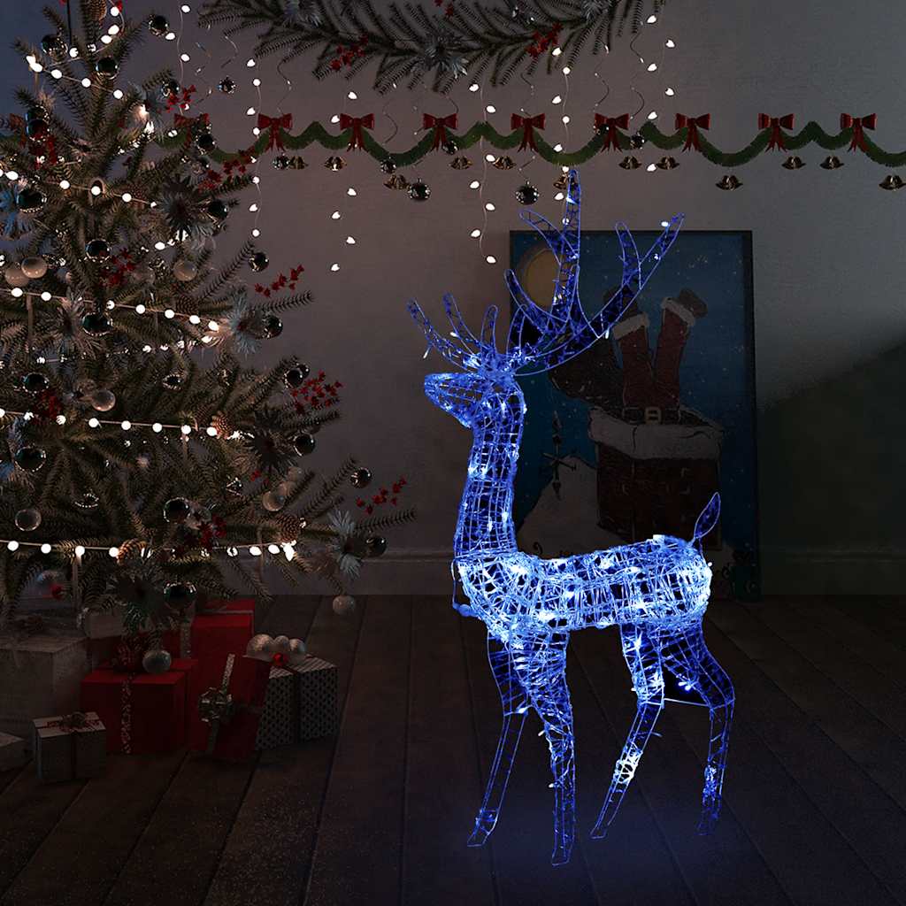 Kerstversiering rendier 140 LED's 120 cm acryl blauw