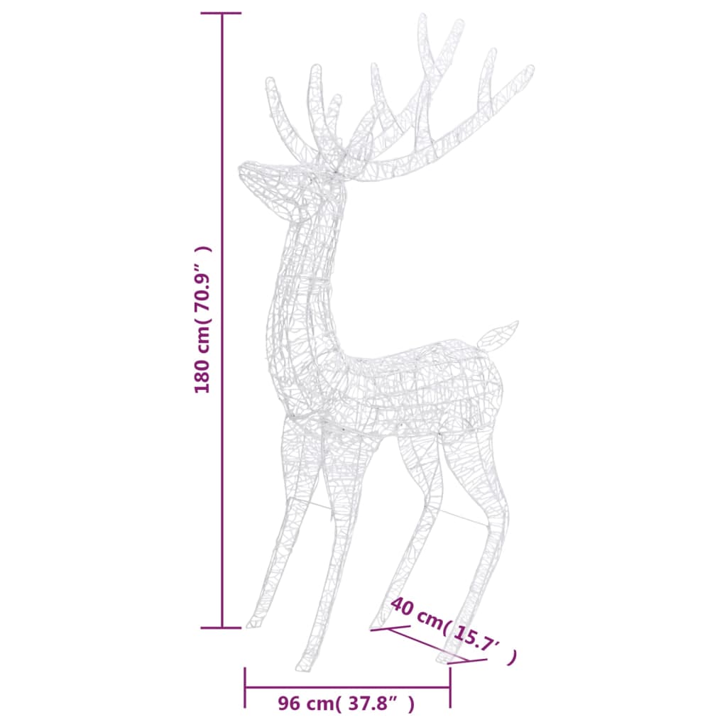 Kerstdecoratie rendier 250 LED's meerkleurig 180 cm acryl – afbeelding 8