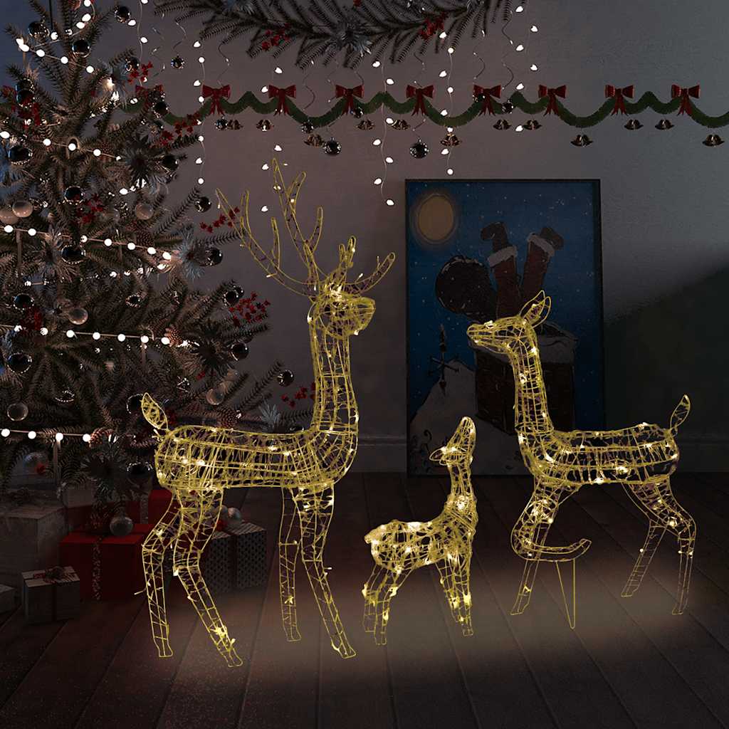 Kerstversiering rendierfamilie 300 LED's warmwit acryl – afbeelding 1