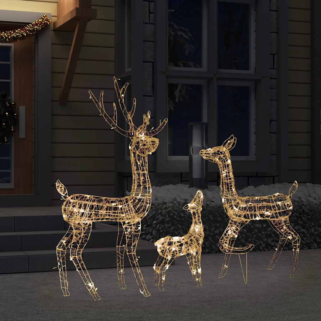 Kerstversiering rendierfamilie 300 LED's warmwit acryl – afbeelding 3
