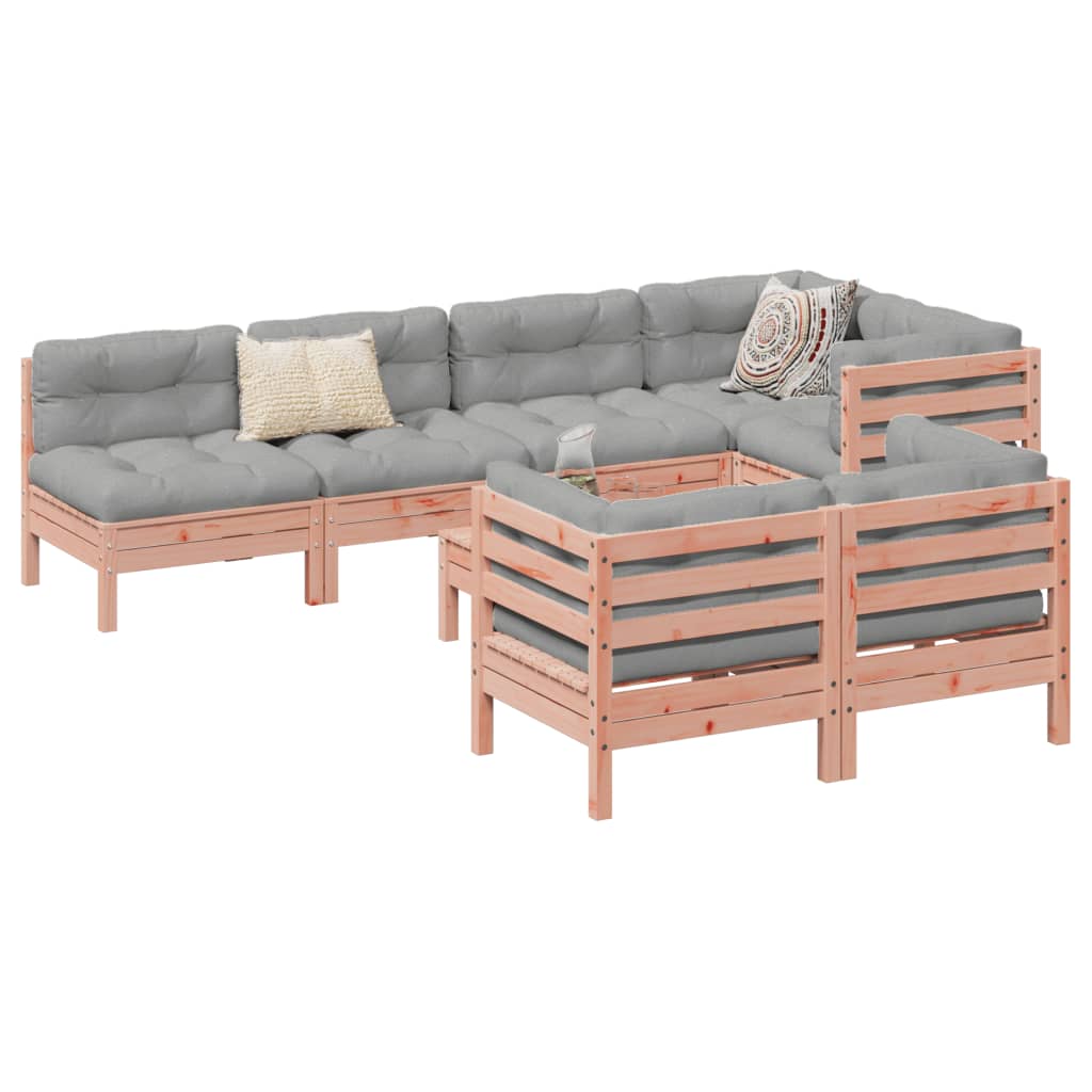 8-delige Loungeset met kussens massief douglas vurenhout – afbeelding 1