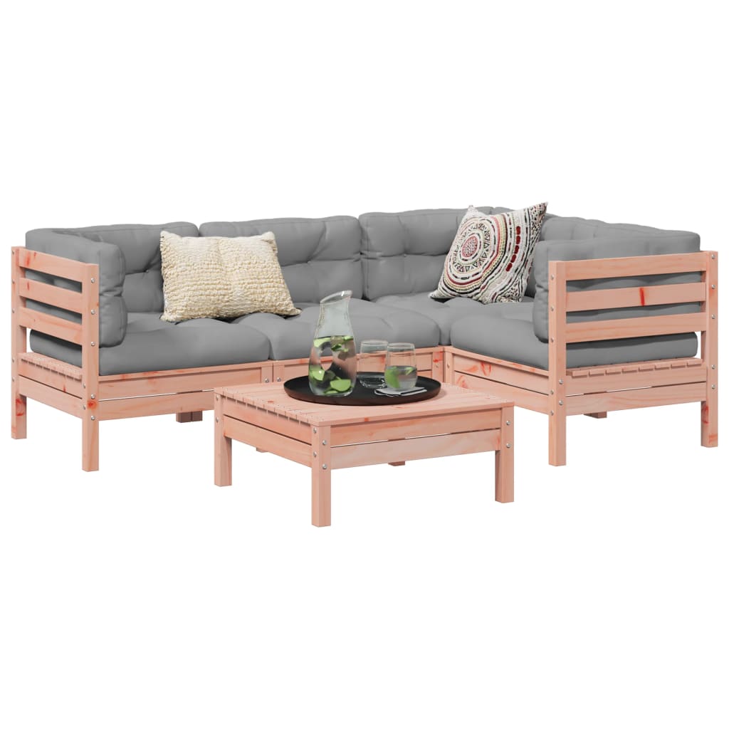 5-delige Loungeset met kussens massief douglas vurenhout – afbeelding 1