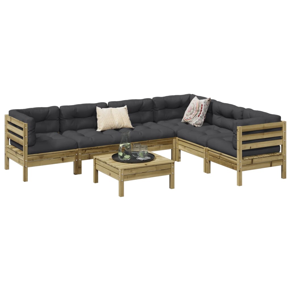 7-delige Loungeset met kussens geïmpregneerd grenenhout – afbeelding 1