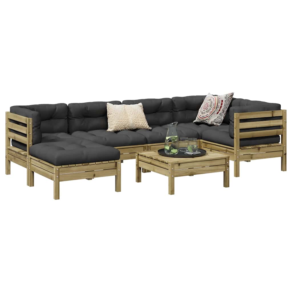 7-delige Loungeset met kussens geïmpregneerd grenenhout – afbeelding 1