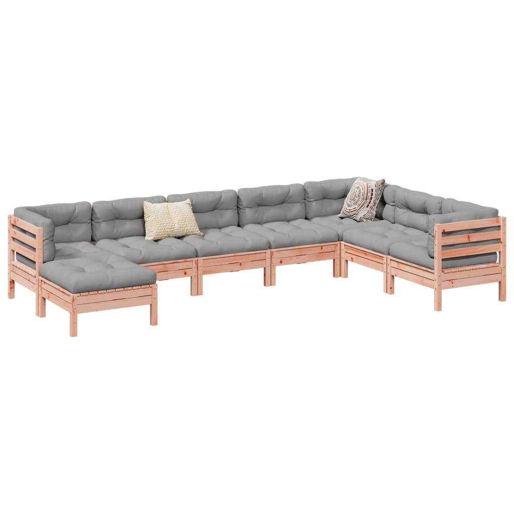 8-delige Loungeset met kussens massief douglas vurenhout