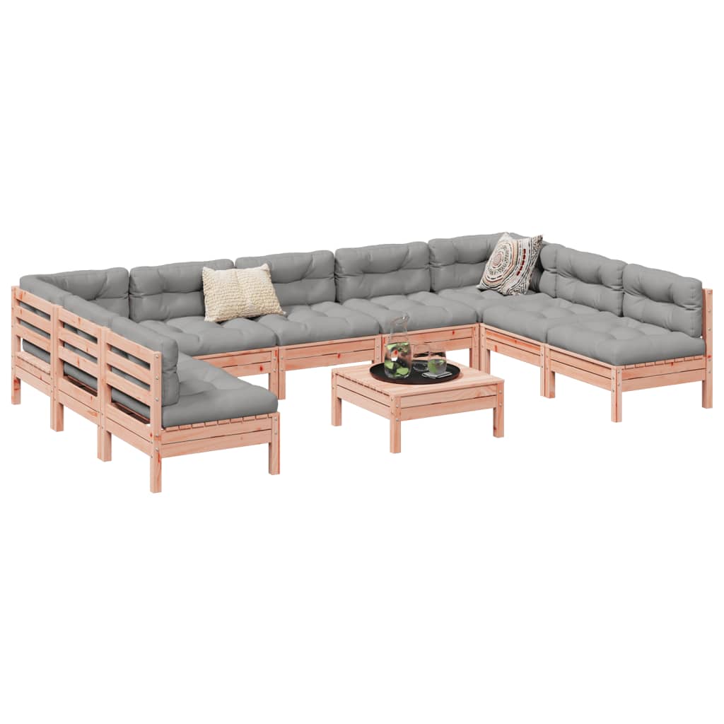 10-delige Loungeset met kussens massief douglas vurenhout – afbeelding 1