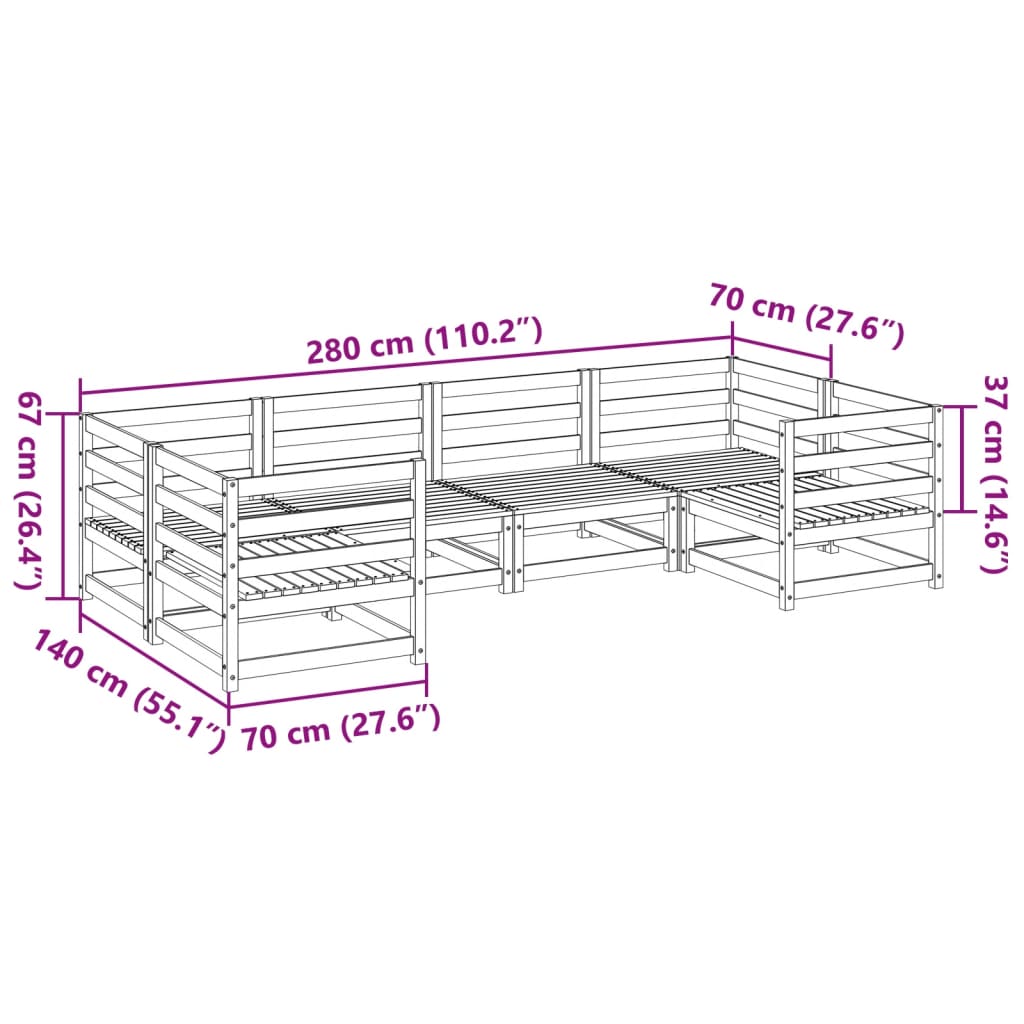 6-delige Loungeset geïmpregneerd grenenhout – afbeelding 9