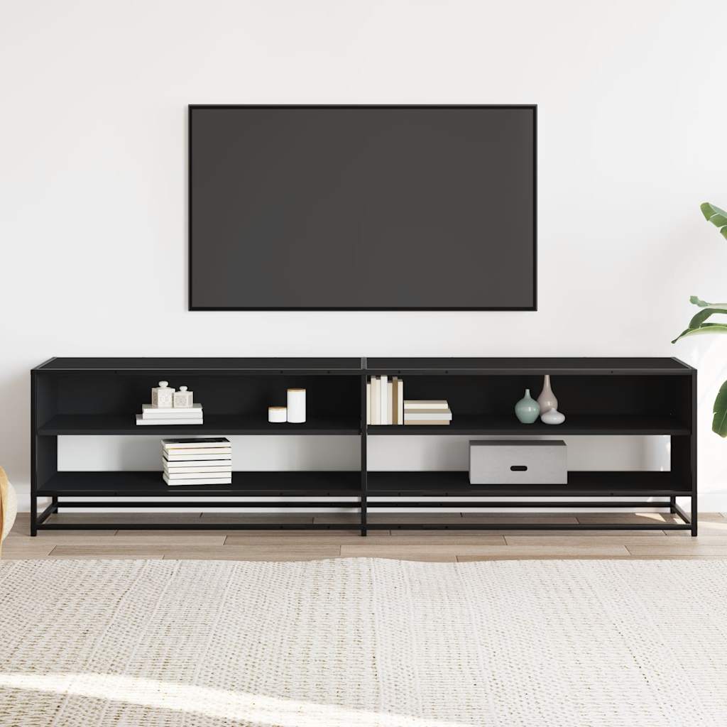 Tv-meubel 180,5x40x46 cm bewerkt hout zwart – afbeelding 3