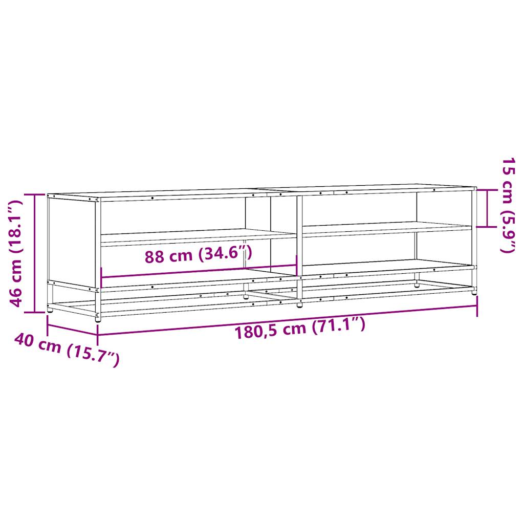 Tv-meubel 180,5x40x46 cm bewerkt hout zwart – afbeelding 9