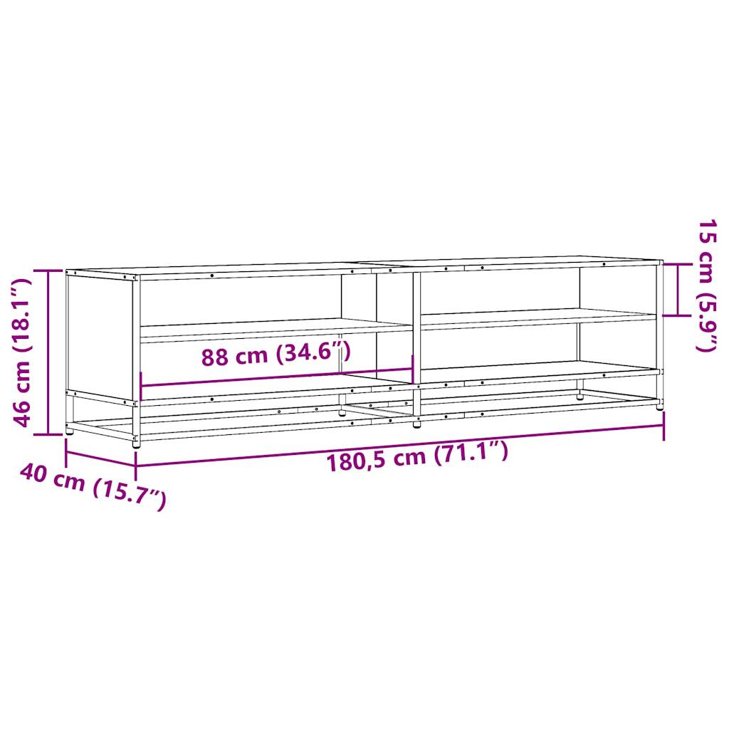 Tv-meubel 180,5x40x46 cm bewerkt hout sonoma eikenkleurig – afbeelding 9