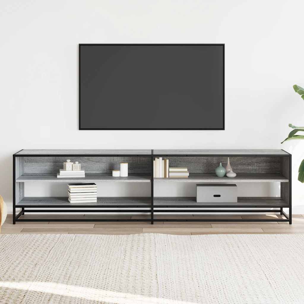 Tv-meubel 180,5x40x46 cm bewerkt hout grijs sonoma eikenkleurig – afbeelding 3
