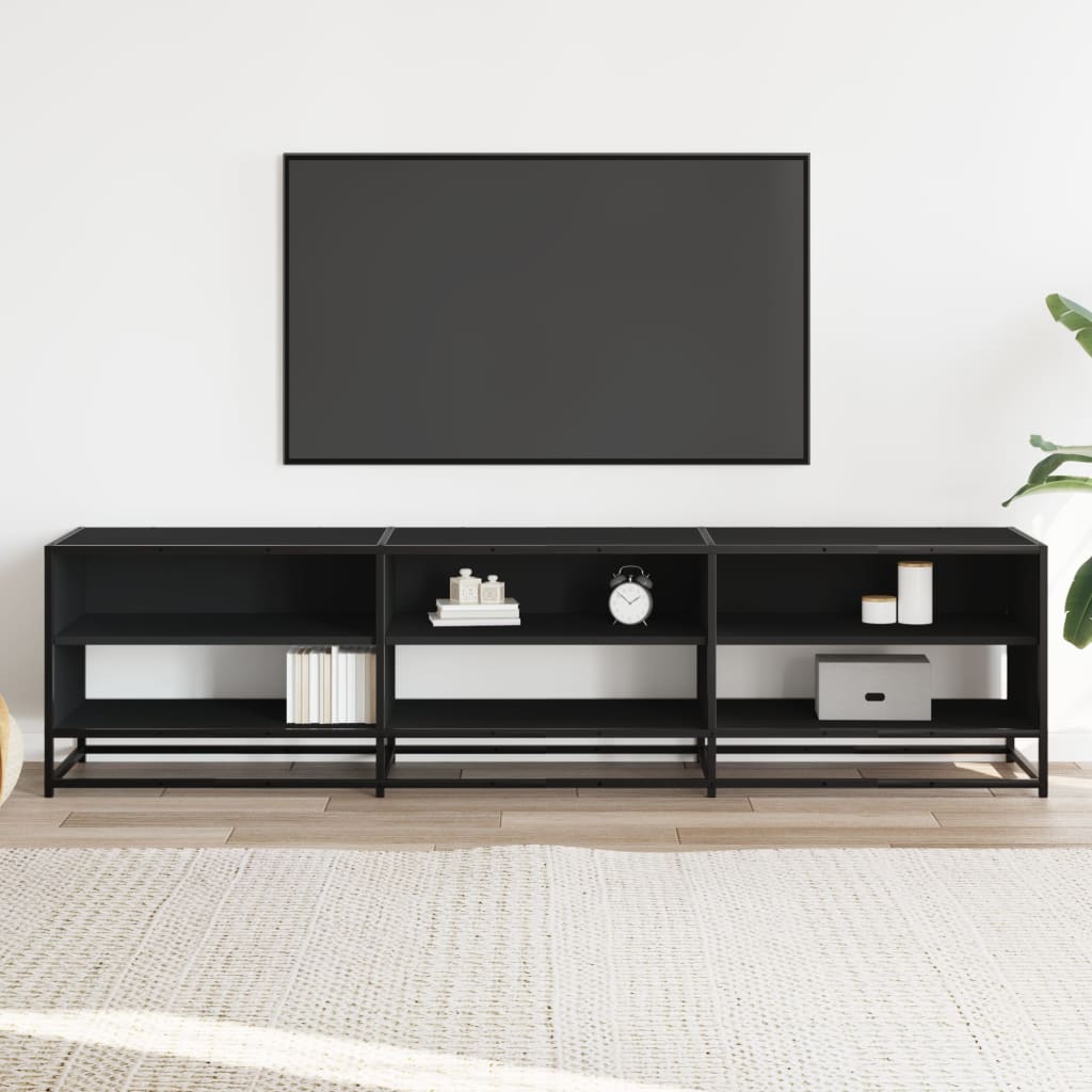 Tv-meubel 180x40x46 cm bewerkt hout zwart – afbeelding 3