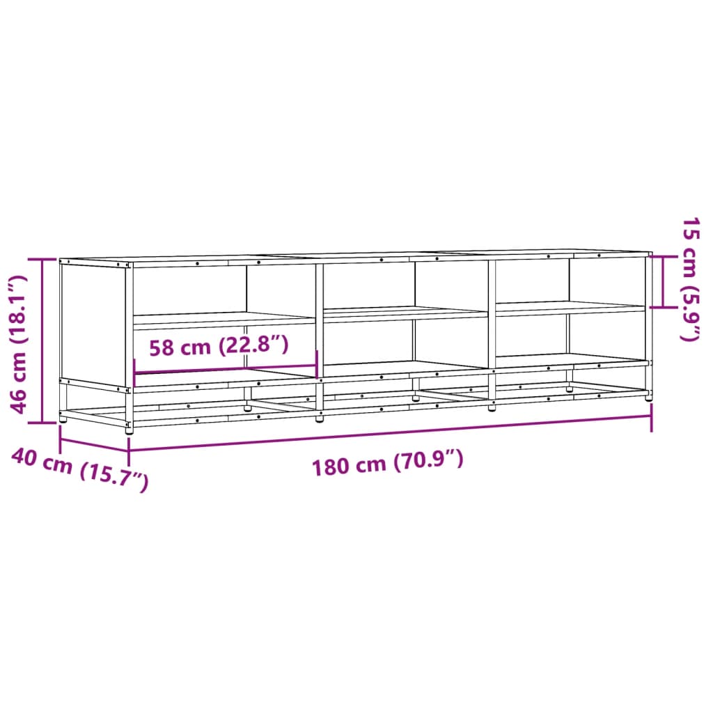 Tv-meubel 180x40x46 cm bewerkt hout gerookt eikenkleurig – afbeelding 9