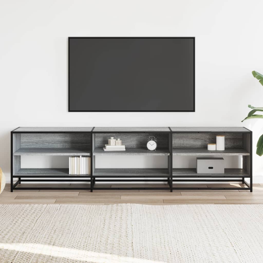 Tv-meubel 180x40x46 cm bewerkt hout grijs sonoma eikenkleurig – afbeelding 3