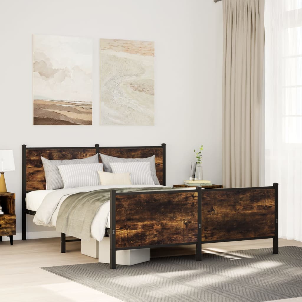 Bedframe zonder matras metaal gerookt eikenkleurig 160x200 cm – afbeelding 1