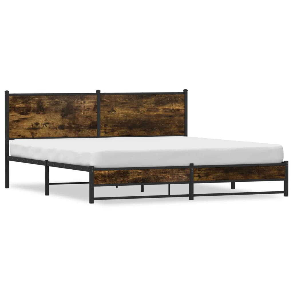 Bedframe zonder matras metaal gerookt eikenkleurig 183x213 cm – afbeelding 2