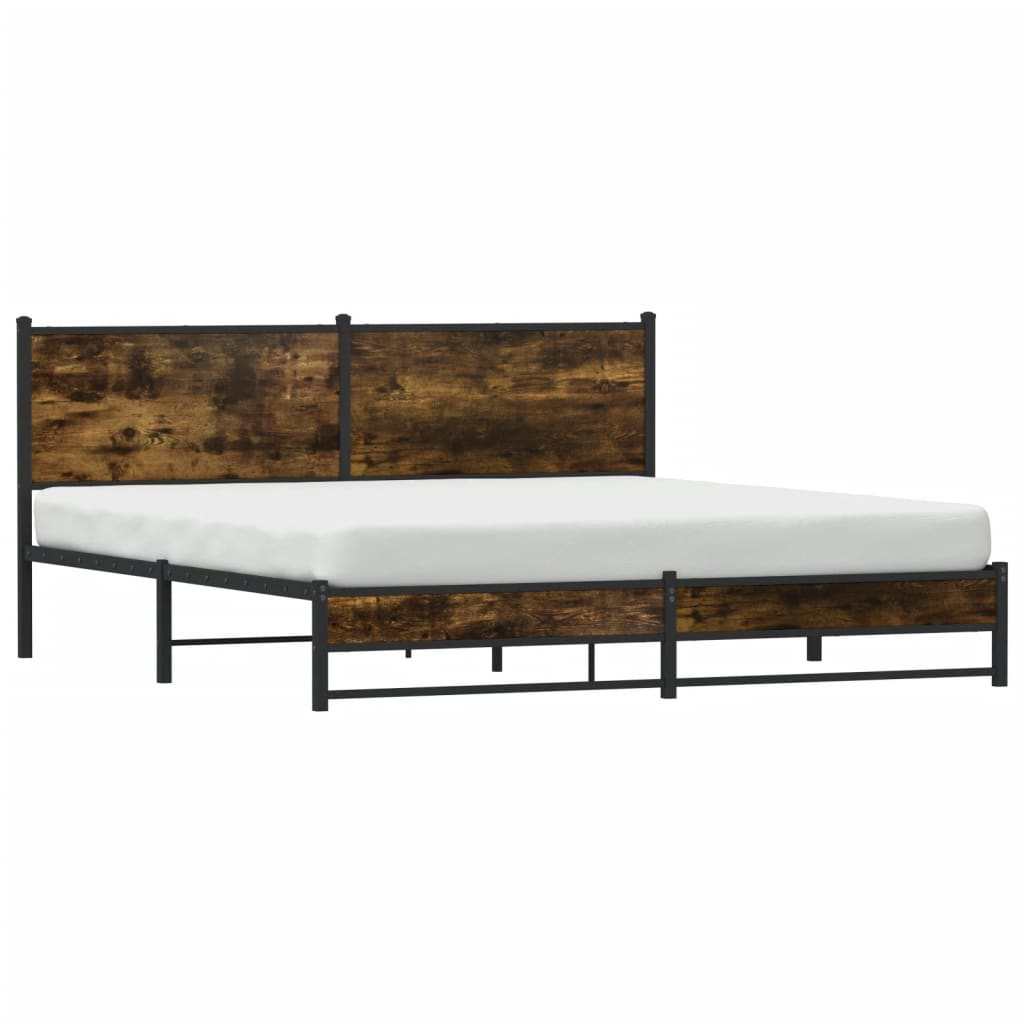 Bedframe zonder matras metaal gerookt eikenkleurig 183x213 cm – afbeelding 3