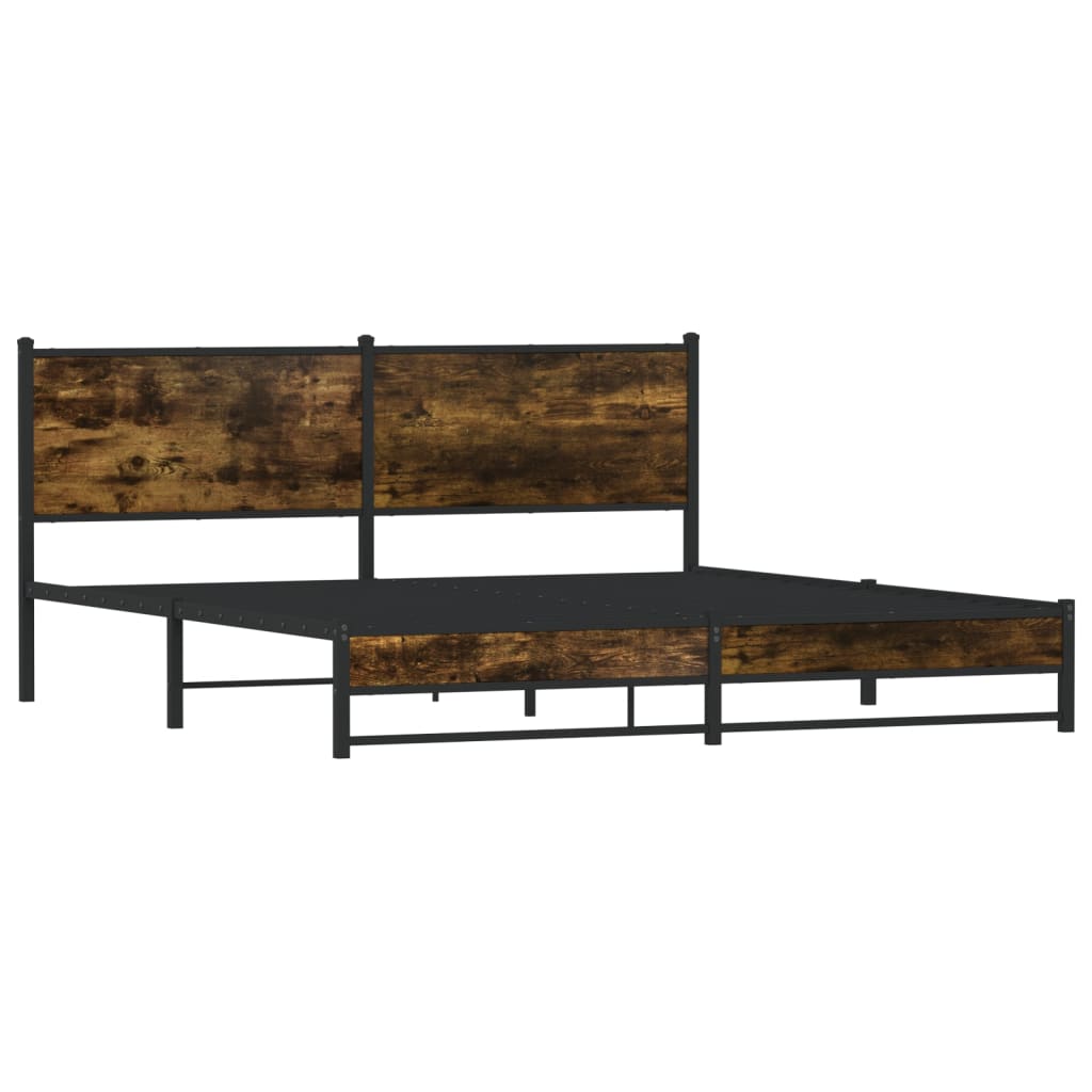 Bedframe zonder matras metaal gerookt eikenkleurig 183x213 cm – afbeelding 4