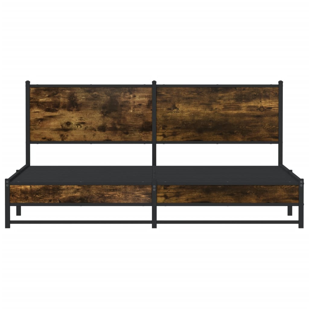 Bedframe zonder matras metaal gerookt eikenkleurig 183x213 cm – afbeelding 5