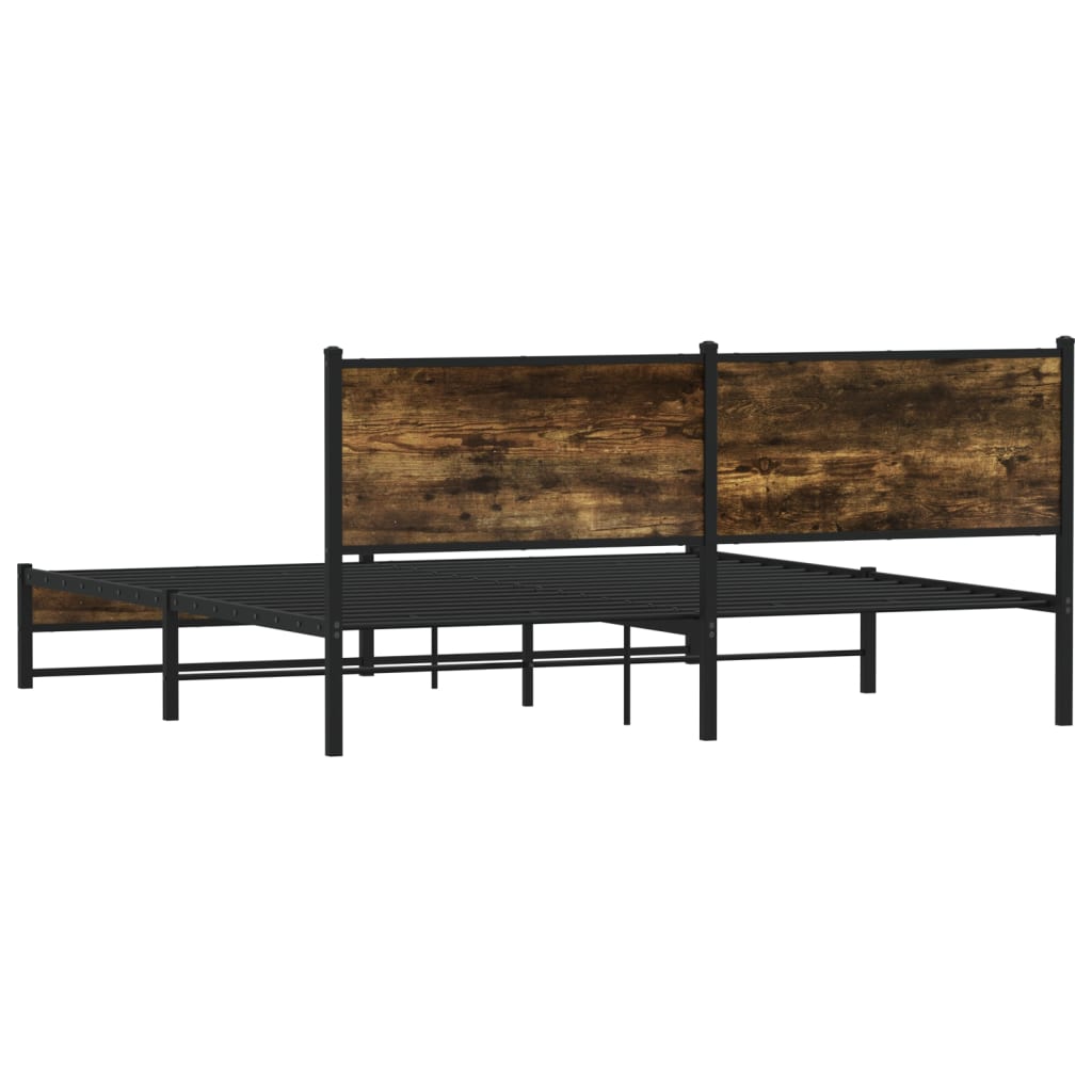 Bedframe zonder matras metaal gerookt eikenkleurig 183x213 cm – afbeelding 7