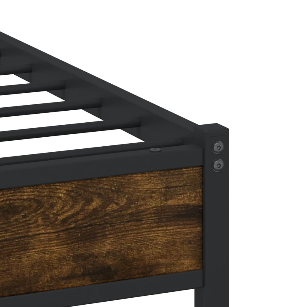 Bedframe zonder matras metaal gerookt eikenkleurig 183x213 cm – afbeelding 8