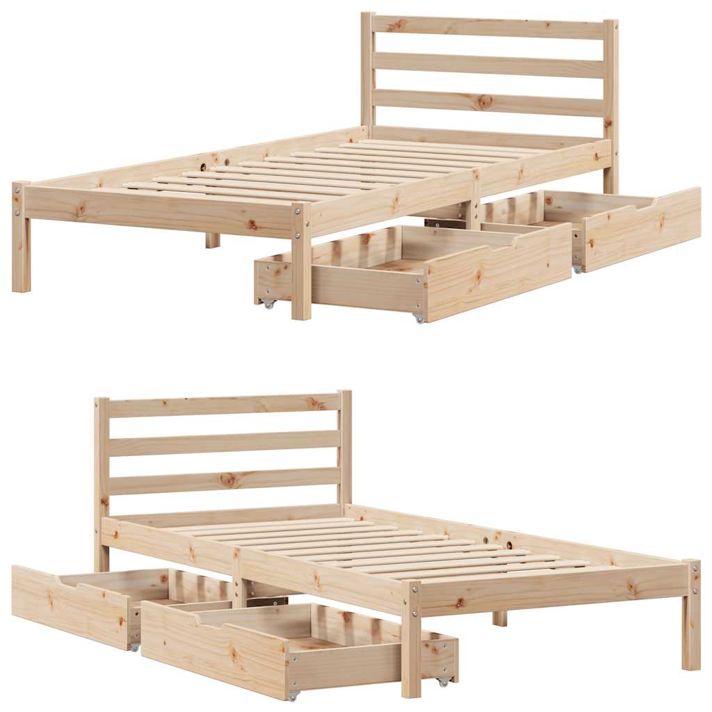 Bedframe zonder matras massief grenenhout 100x200 cm – afbeelding 9