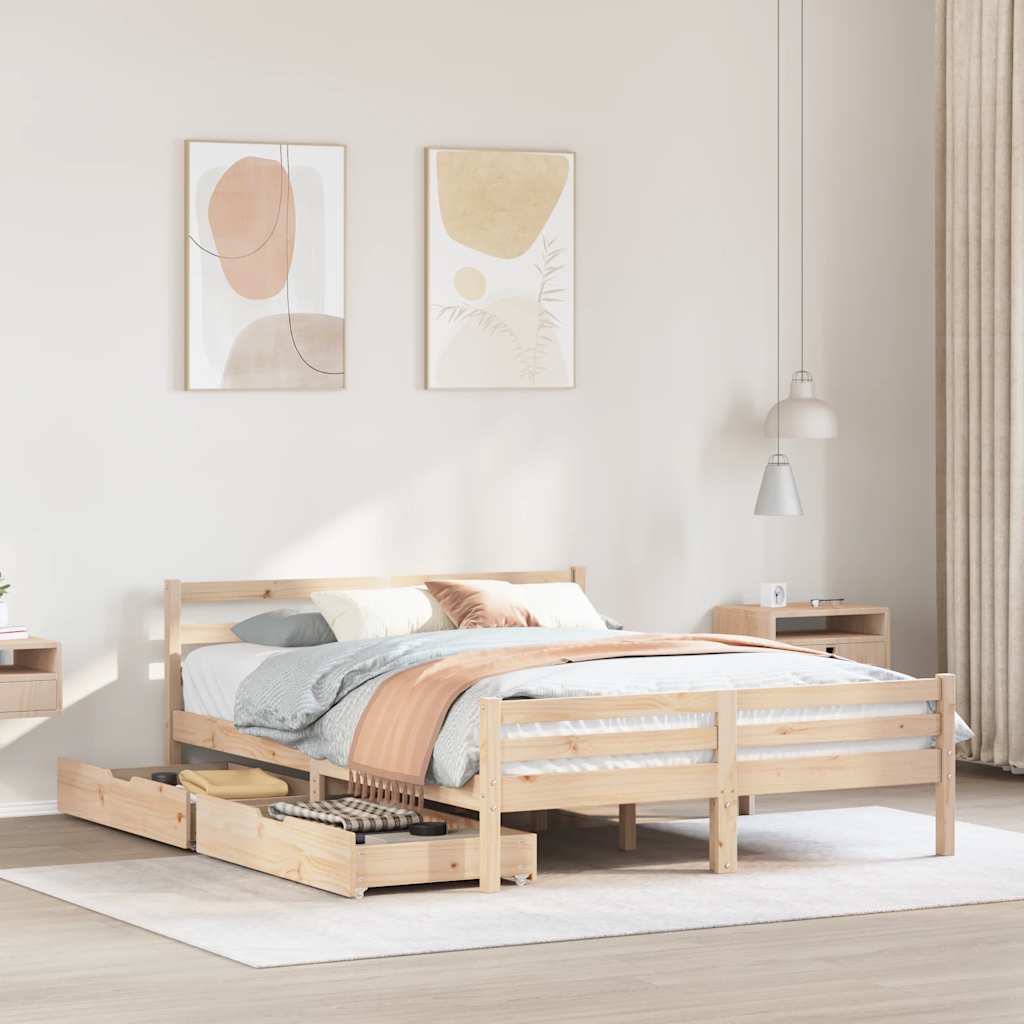 Bedframe zonder matras massief grenenhout 135x190 cm – afbeelding 1