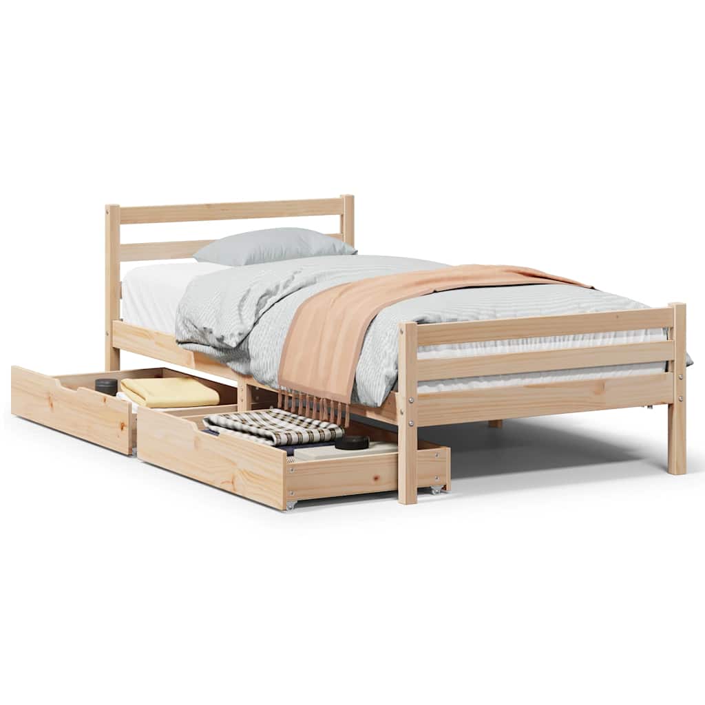 Bedframe zonder matras massief grenenhout 90x200 cm – afbeelding 2