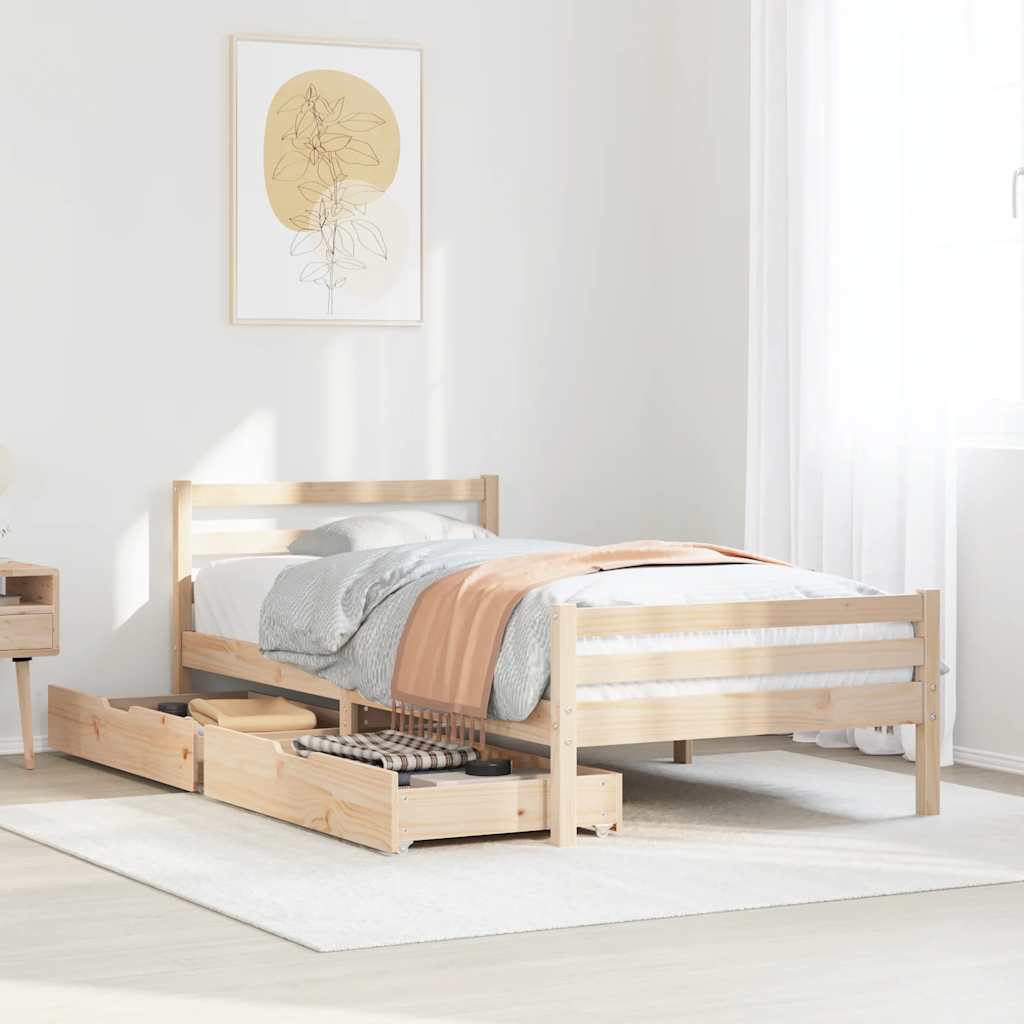 Bedframe zonder matras massief grenenhout 100x200 cm – afbeelding 1