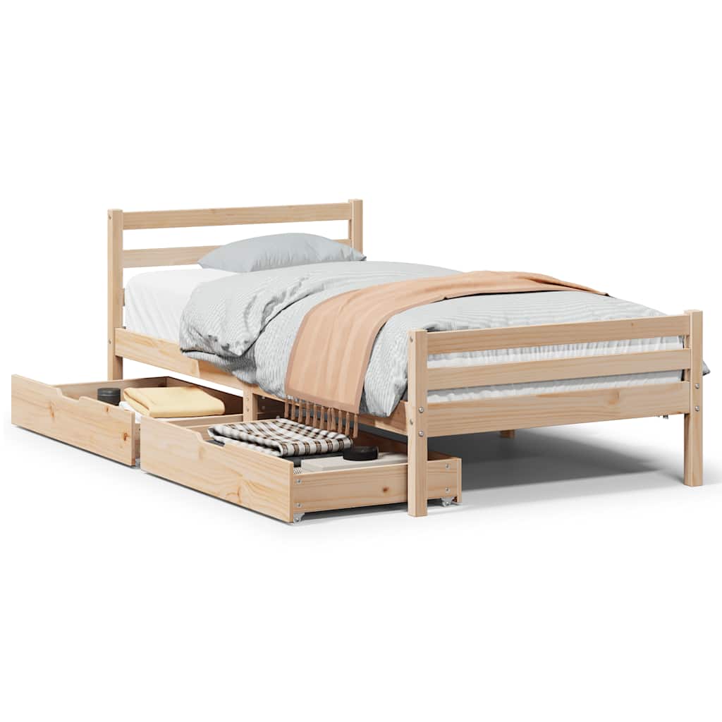Bedframe zonder matras massief grenenhout 100x200 cm – afbeelding 2