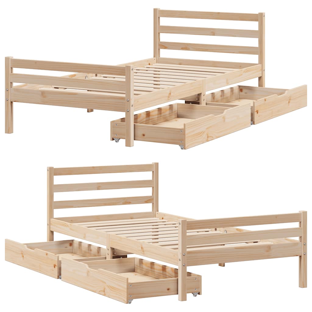 Bedframe zonder matras massief grenenhout 100x200 cm – afbeelding 9