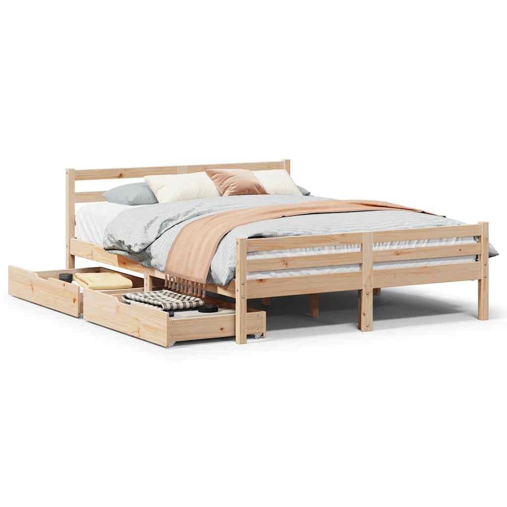 Bedframe zonder matras massief grenenhout 160x200 cm – afbeelding 2