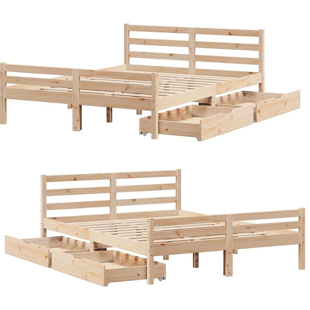 Bedframe zonder matras massief grenenhout 160x200 cm – afbeelding 9